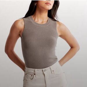 Abercrombie & Fitch Women's Sleeveless Ottoman Ribbed Top - Taupe